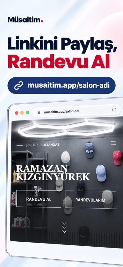 İşletmeye özel musaitim.app randevu sayfası